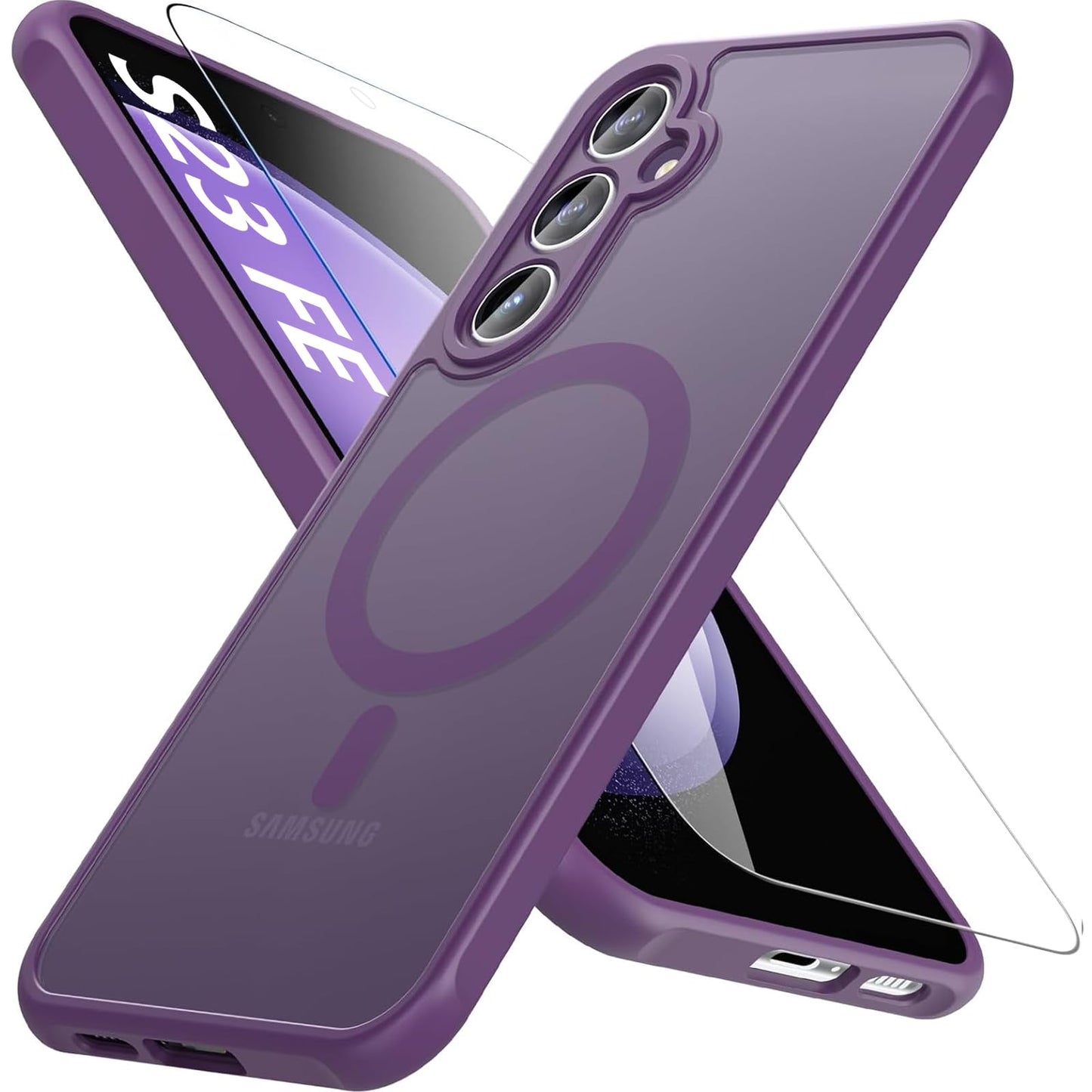 OWKEY Bumper Cover for Samsung Galaxy S23 Plus Black | 6.6'', Translucent, Slim, Magsafe Compatible, Military Grade Shockproof