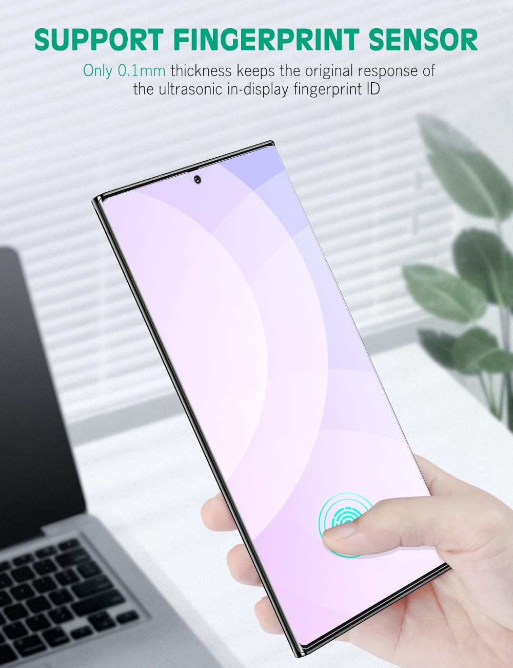 apiker 4 Pack Screen Protector Compatible with Samsung Galaxy Note 10 Plus, Soft TPU Film Support Fingerprint Sensor