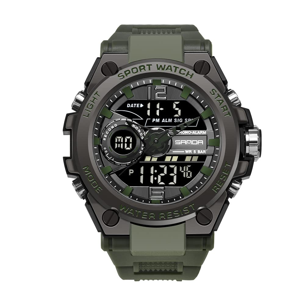 KXAITO Men's Watches Sports Outdoor Waterproof Military Watch Date Multi Function Tactics LED Alarm Stopwatch