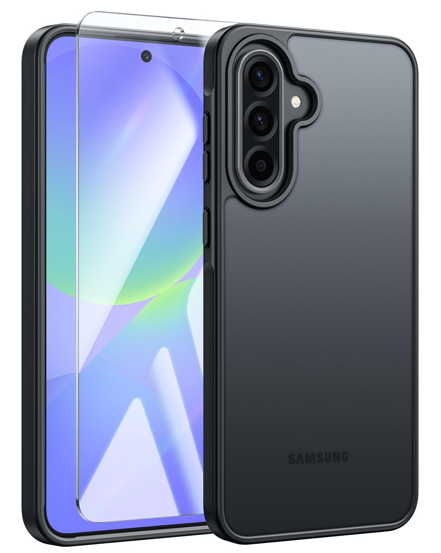 FNTCASE Samsung Galaxy A16-5G Case Cell Phone Cover Black | Magnetic, Matte Textured, Military Grade Drop Protection, Translucent, Slim, Rugged, Durable, Shockproof, Protective Bumper, 6.7 inches