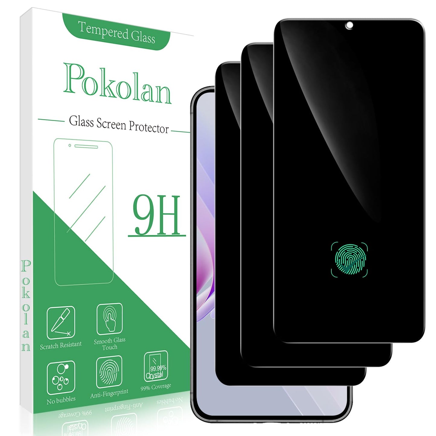 Pokolan [3 Pack Privacy Screen Protector for Samsung Galaxy S23 FE 5G Anti Spy Private Tempered Glass, Anti-Scratch, Bubble Free