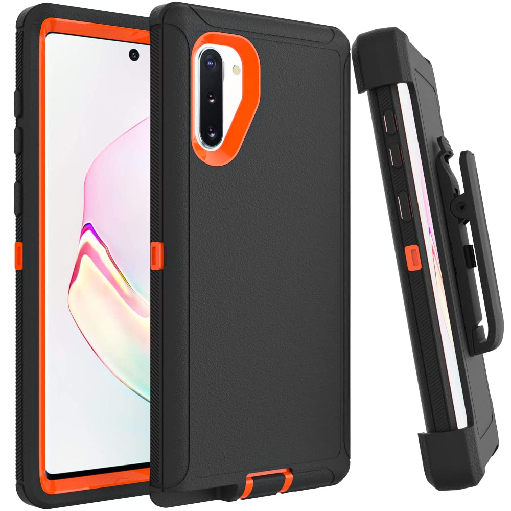 Case for Galaxy Note 20 with Clip, Heavy-Duty Tough Rugged Shockproof Drop Protective Cover Cases for Samsung Galaxy Note 20, Black+Orange