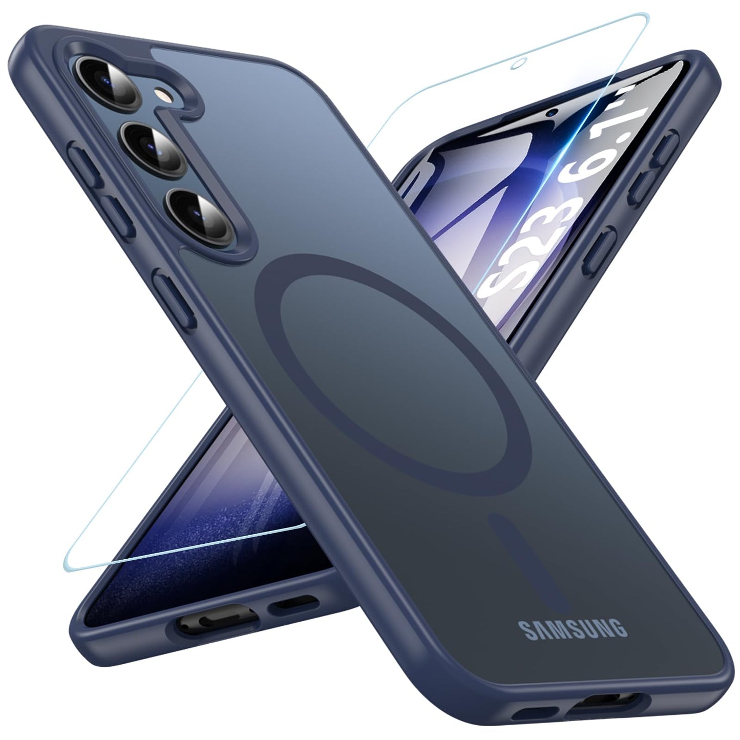 OWKEY Bumper Cover for Samsung Galaxy S23 Plus Black | 6.6'', Translucent, Slim, Magsafe Compatible, Military Grade Shockproof