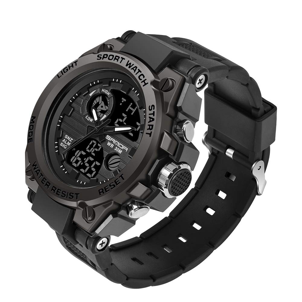 KXAITO Men's Watches Sports Outdoor Waterproof Military Watch Date Multi Function Tactics LED Alarm Stopwatch