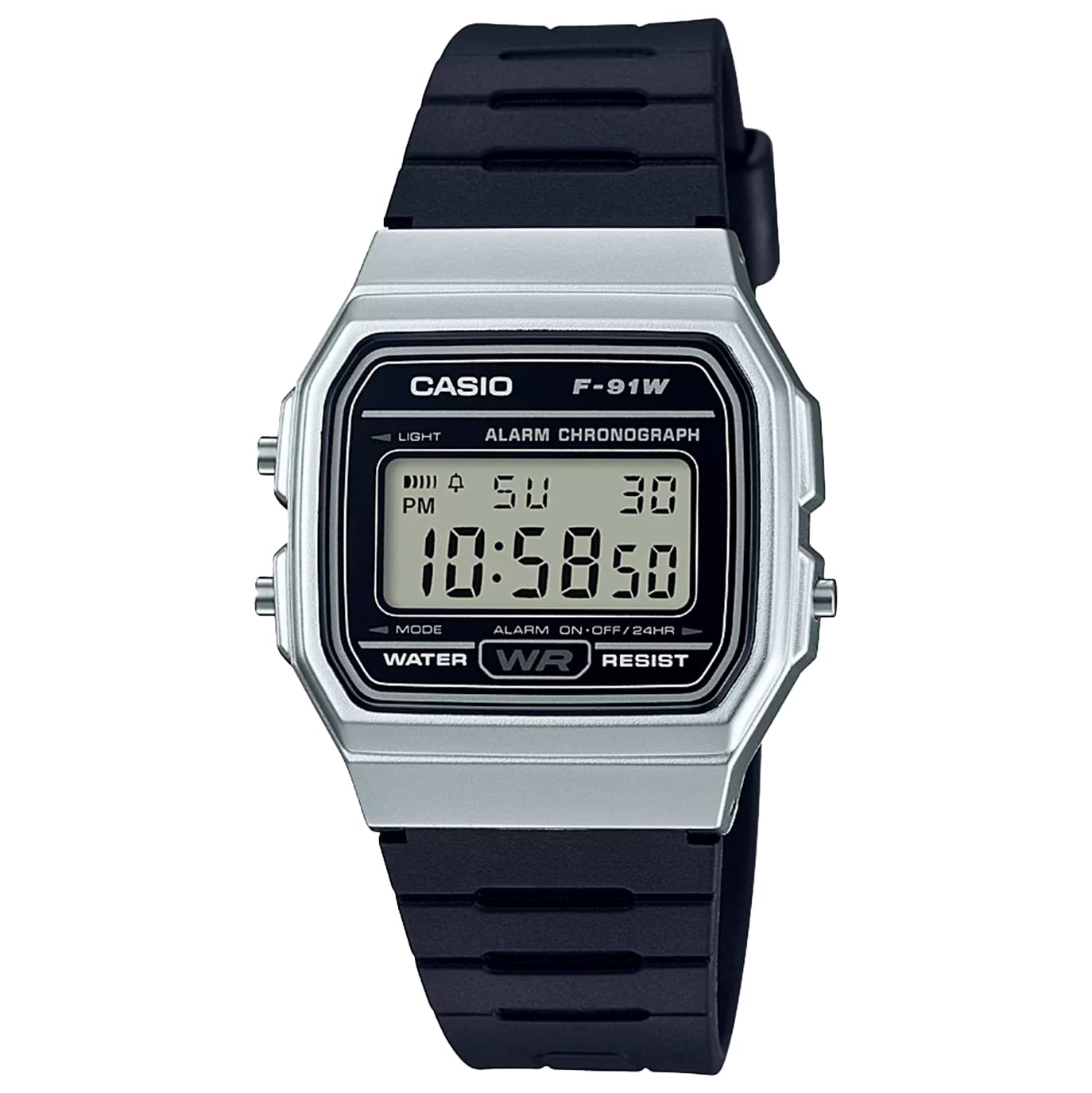 Casio F91W Series | Digital Watch | Water Resistant | LED Light | 1/100 SEC Stopwatch | Regular Time Keeping (HR, Min, SEC, PM, Date, Day) | Daily Alarm | Lightweight | 7 Year Battery