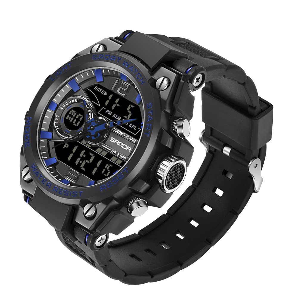 KXAITO Men's Watches Sports Outdoor Waterproof Military Watch Date Multi Function Tactics LED Alarm Stopwatch