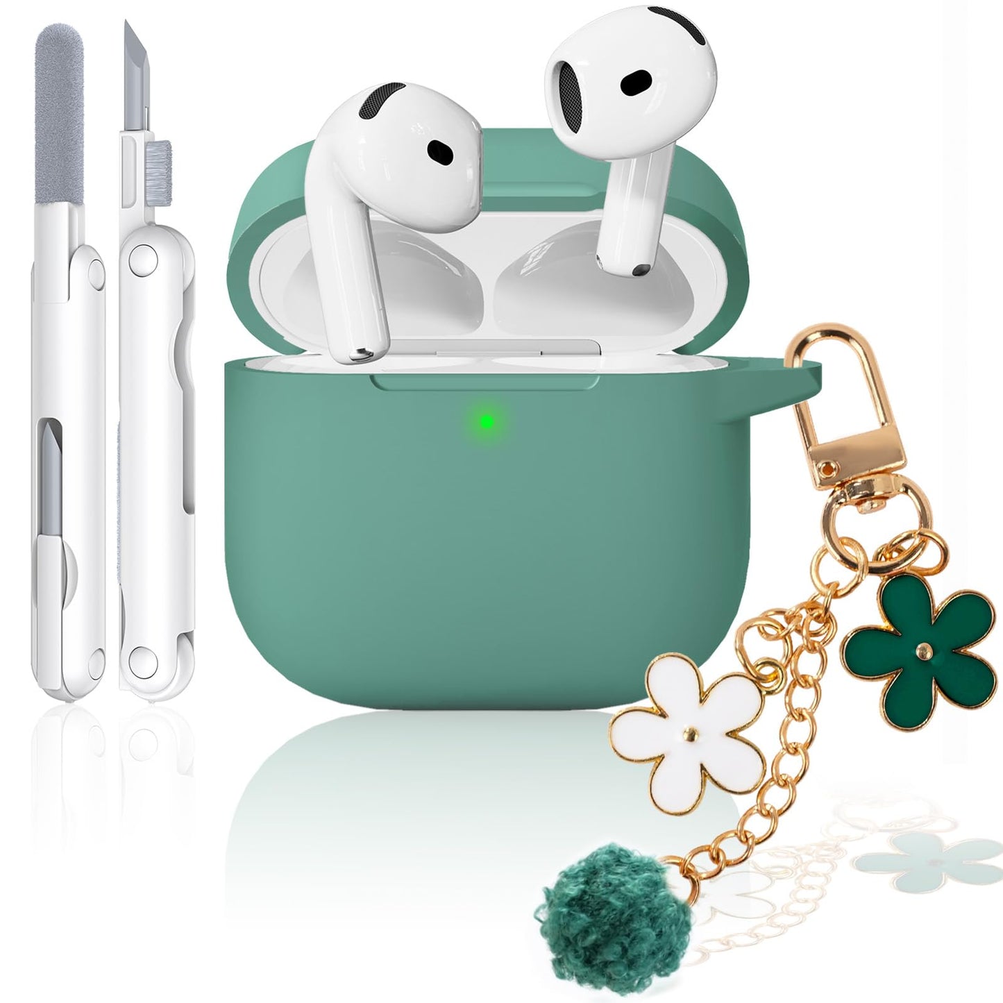 for AirPods Pro 3 Case 2025, Soft Silicone Case with Cleaner & Keychain for Women Girly, Compatible with Apple Airpods Pro 3rd Generation Cases Cover, Full Protection, Led Visible