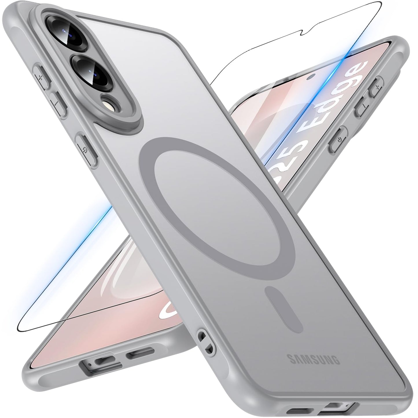 OWKEY Bumper Cover for Samsung Galaxy S23 Plus Black | 6.6'', Translucent, Slim, Magsafe Compatible, Military Grade Shockproof