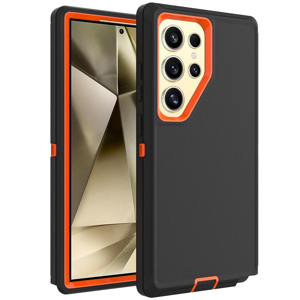 Case for Galaxy Note 20 with Clip, Heavy-Duty Tough Rugged Shockproof Drop Protective Cover Cases for Samsung Galaxy Note 20, Black+Orange