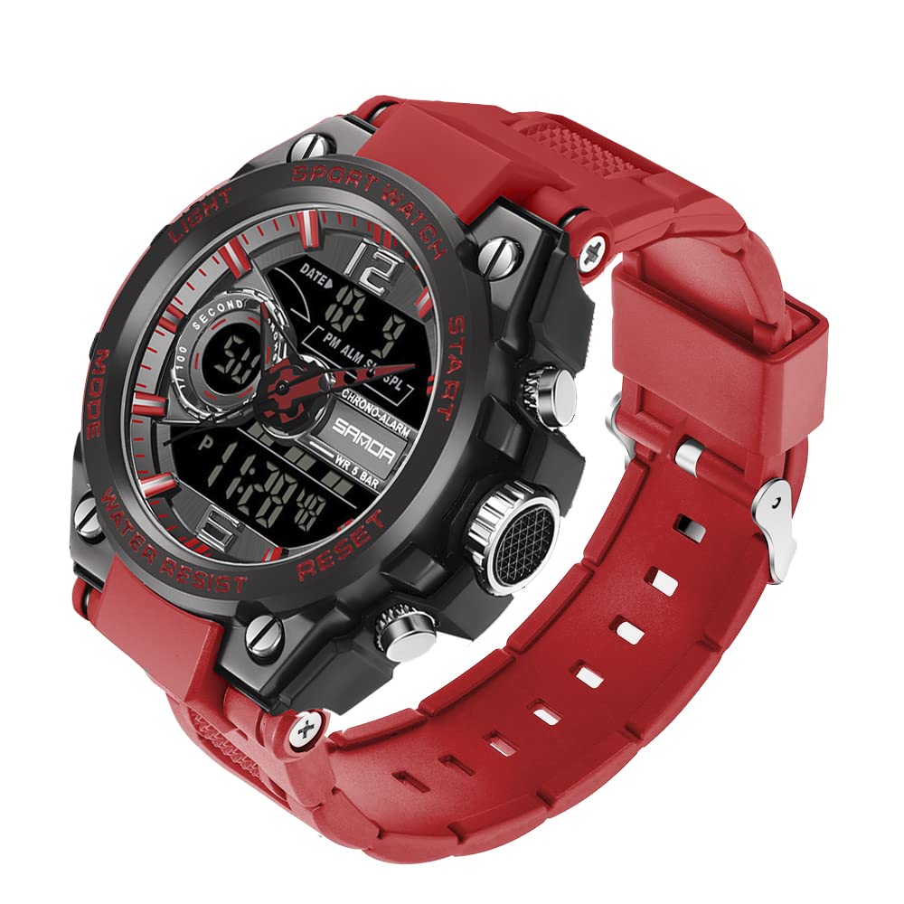 KXAITO Men's Watches Sports Outdoor Waterproof Military Watch Date Multi Function Tactics LED Alarm Stopwatch