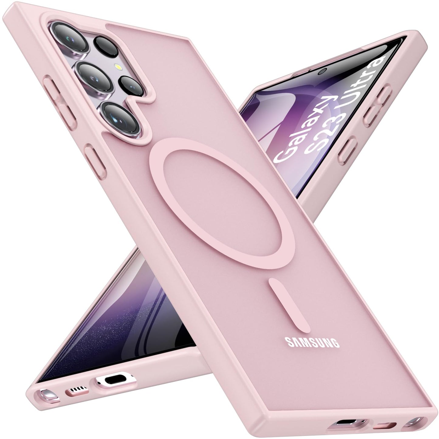OWKEY Bumper Cover for Samsung Galaxy S23 Plus Black | 6.6'', Translucent, Slim, Magsafe Compatible, Military Grade Shockproof