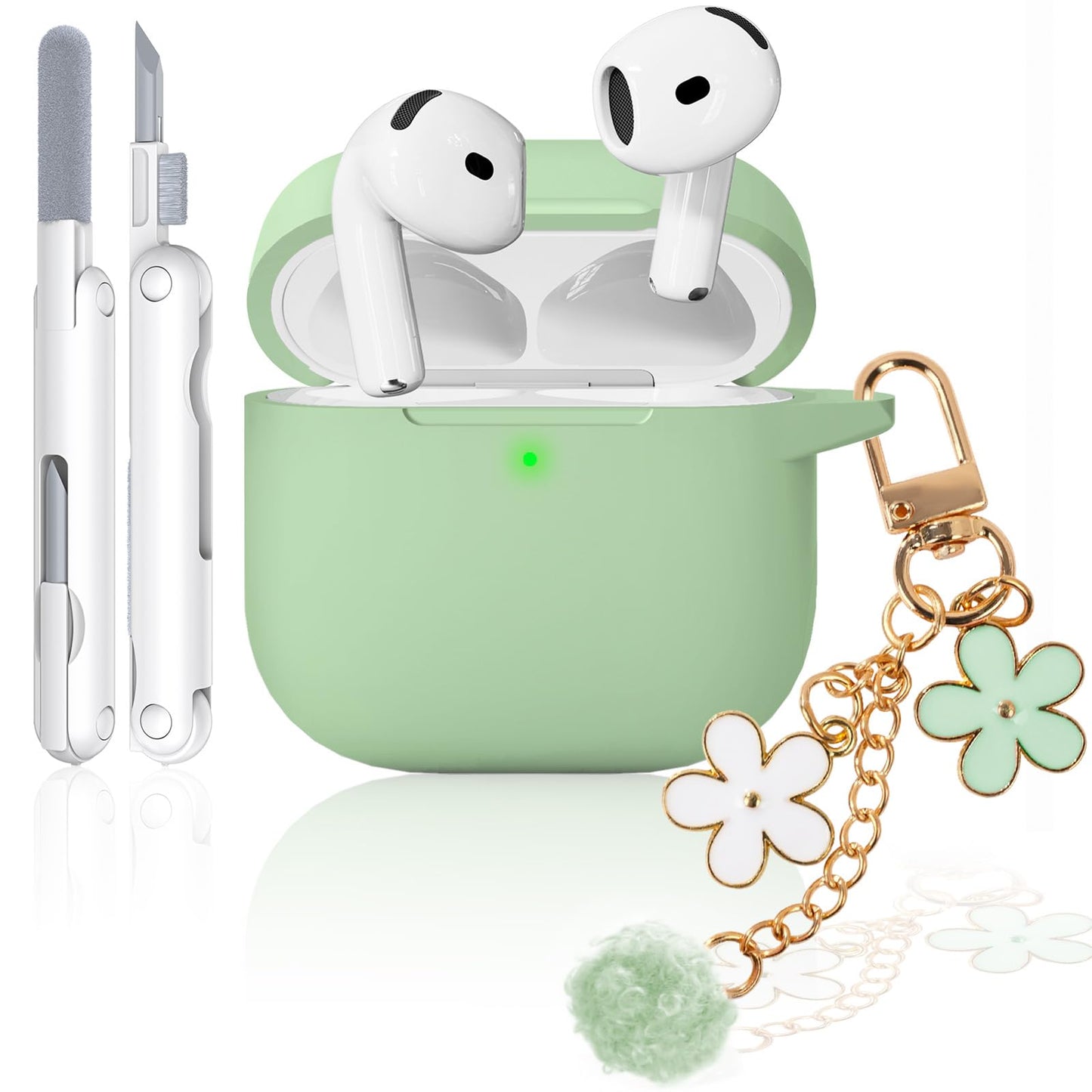 for AirPods Pro 3 Case 2025, Soft Silicone Case with Cleaner & Keychain for Women Girly, Compatible with Apple Airpods Pro 3rd Generation Cases Cover, Full Protection, Led Visible