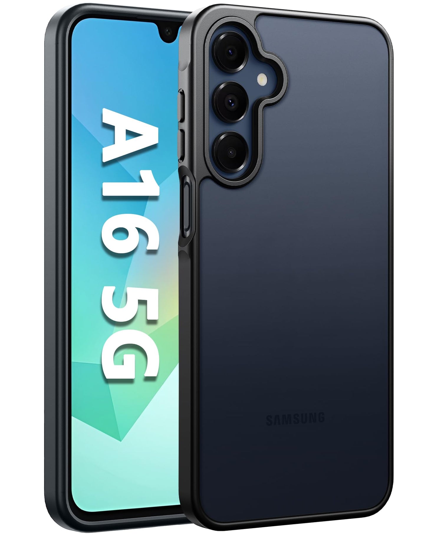 FNTCASE Samsung Galaxy A16-5G Case Cell Phone Cover Black | Magnetic, Matte Textured, Military Grade Drop Protection, Translucent, Slim, Rugged, Durable, Shockproof, Protective Bumper, 6.7 inches
