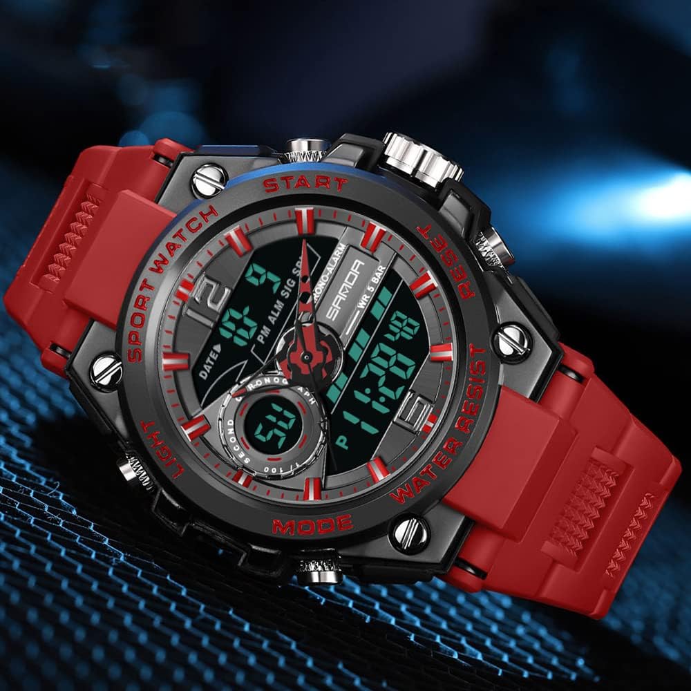 KXAITO Men's Watches Sports Outdoor Waterproof Military Watch Date Multi Function Tactics LED Alarm Stopwatch