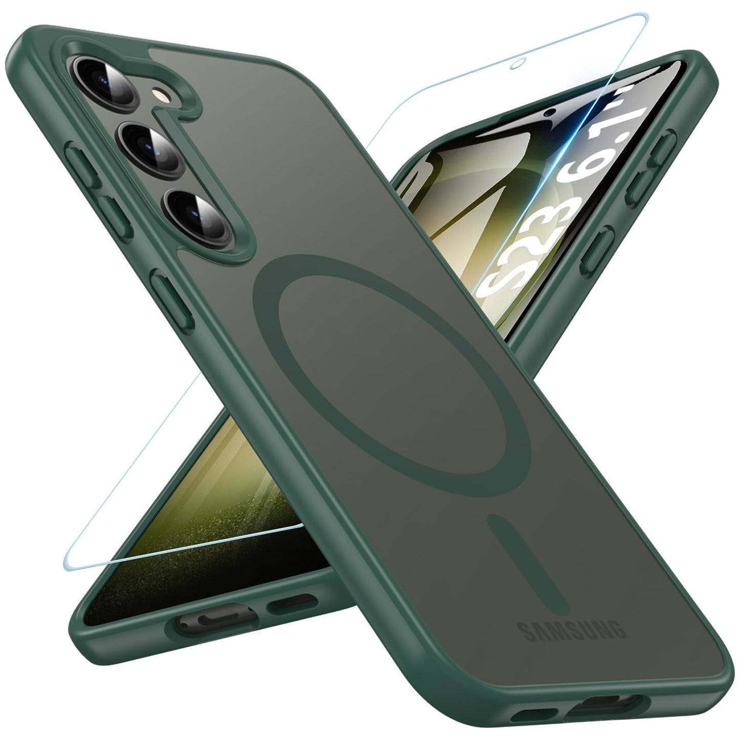 OWKEY Bumper Cover for Samsung Galaxy S23 Plus Black | 6.6'', Translucent, Slim, Magsafe Compatible, Military Grade Shockproof