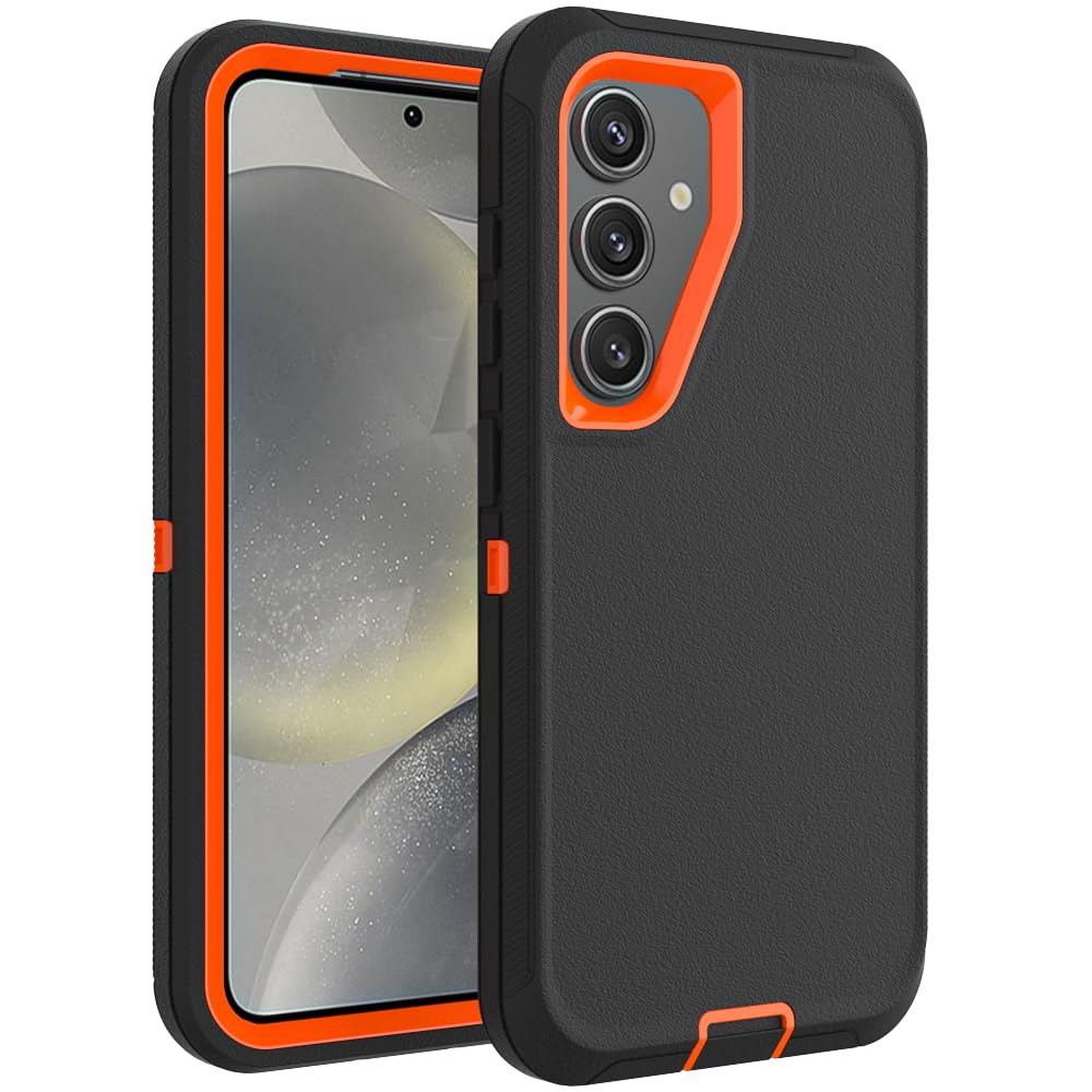 Case for Galaxy Note 20 with Clip, Heavy-Duty Tough Rugged Shockproof Drop Protective Cover Cases for Samsung Galaxy Note 20, Black+Orange
