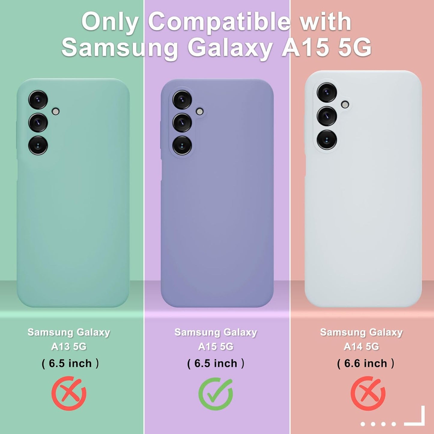 for Samsung Galaxy A15 5G Case, Silicone Phone Case with 1 Screen Protector, Soft Anti-Scratch Microfiber Lining, Full Body Shockproof Slim Cover, Lavender Purple