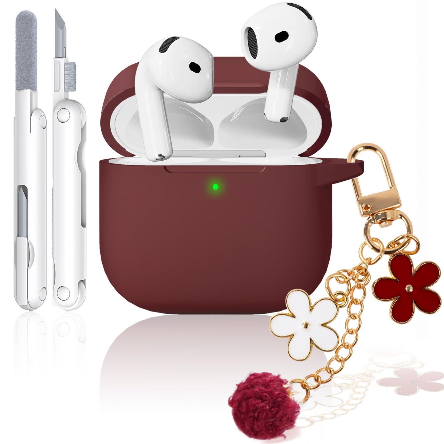 for AirPods Pro 3 Case 2025, Soft Silicone Case with Cleaner & Keychain for Women Girly, Compatible with Apple Airpods Pro 3rd Generation Cases Cover, Full Protection, Led Visible