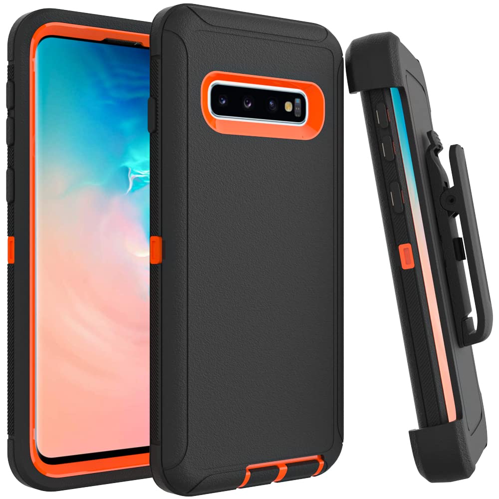 Case for Galaxy Note 20 with Clip, Heavy-Duty Tough Rugged Shockproof Drop Protective Cover Cases for Samsung Galaxy Note 20, Black+Orange