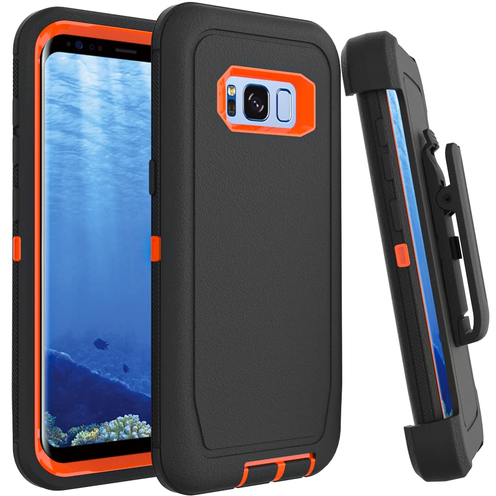 Case for Galaxy Note 20 with Clip, Heavy-Duty Tough Rugged Shockproof Drop Protective Cover Cases for Samsung Galaxy Note 20, Black+Orange