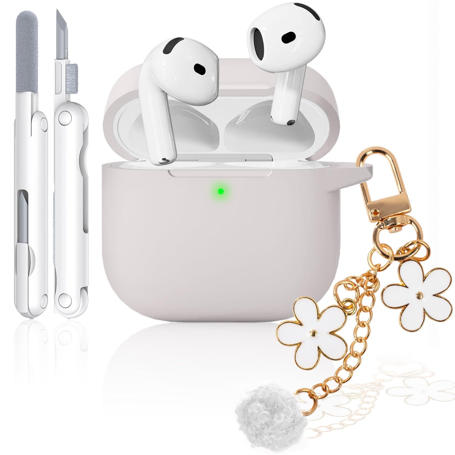 for AirPods Pro 3 Case 2025, Soft Silicone Case with Cleaner & Keychain for Women Girly, Compatible with Apple Airpods Pro 3rd Generation Cases Cover, Full Protection, Led Visible