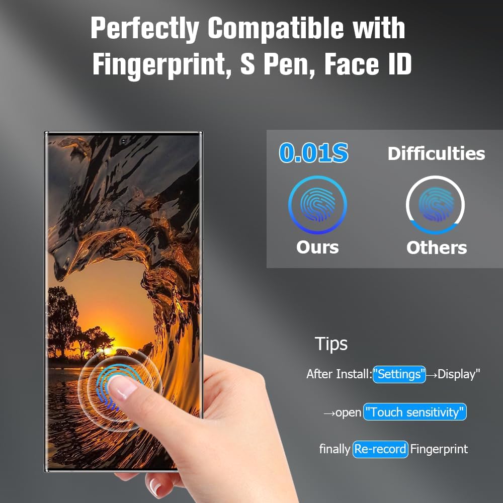 3+2 Pack For Samsung Galaxy Note 20 Ultra Screen Protector 6.9 Inch With Camera Lens Protector, 9H Tempered Glass, HD Clear, Support Fingerprint Unlock For Samsung Note 20 Ultra 5G