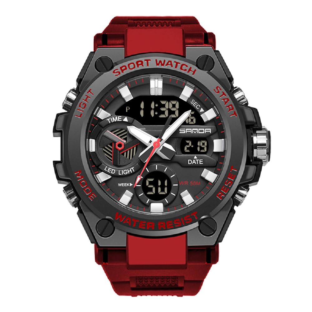 KXAITO Men's Watches Sports Outdoor Waterproof Military Watch Date Multi Function Tactics LED Alarm Stopwatch