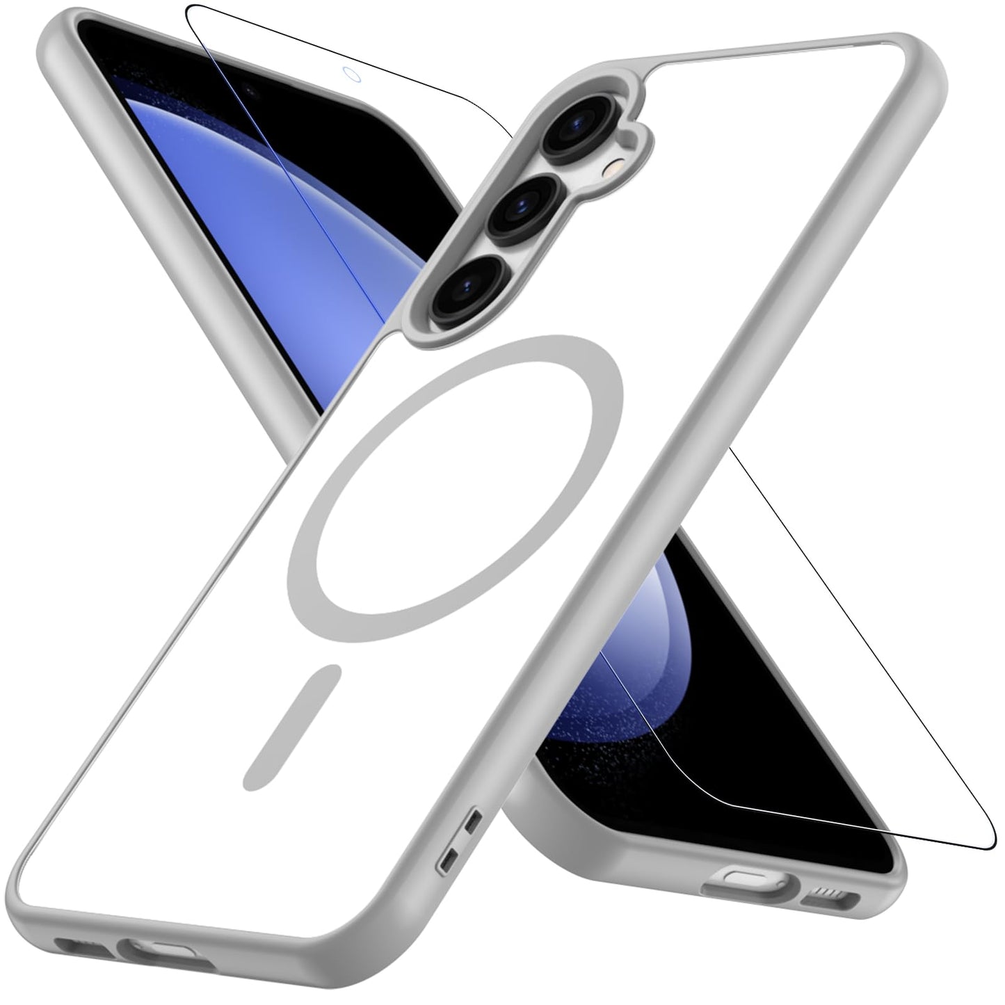 OWKEY Bumper Cover for Samsung Galaxy S23 Plus Black | 6.6'', Translucent, Slim, Magsafe Compatible, Military Grade Shockproof