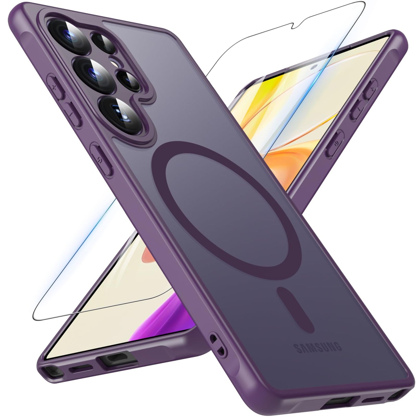 OWKEY Bumper Cover for Samsung Galaxy S23 Plus Black | 6.6'', Translucent, Slim, Magsafe Compatible, Military Grade Shockproof