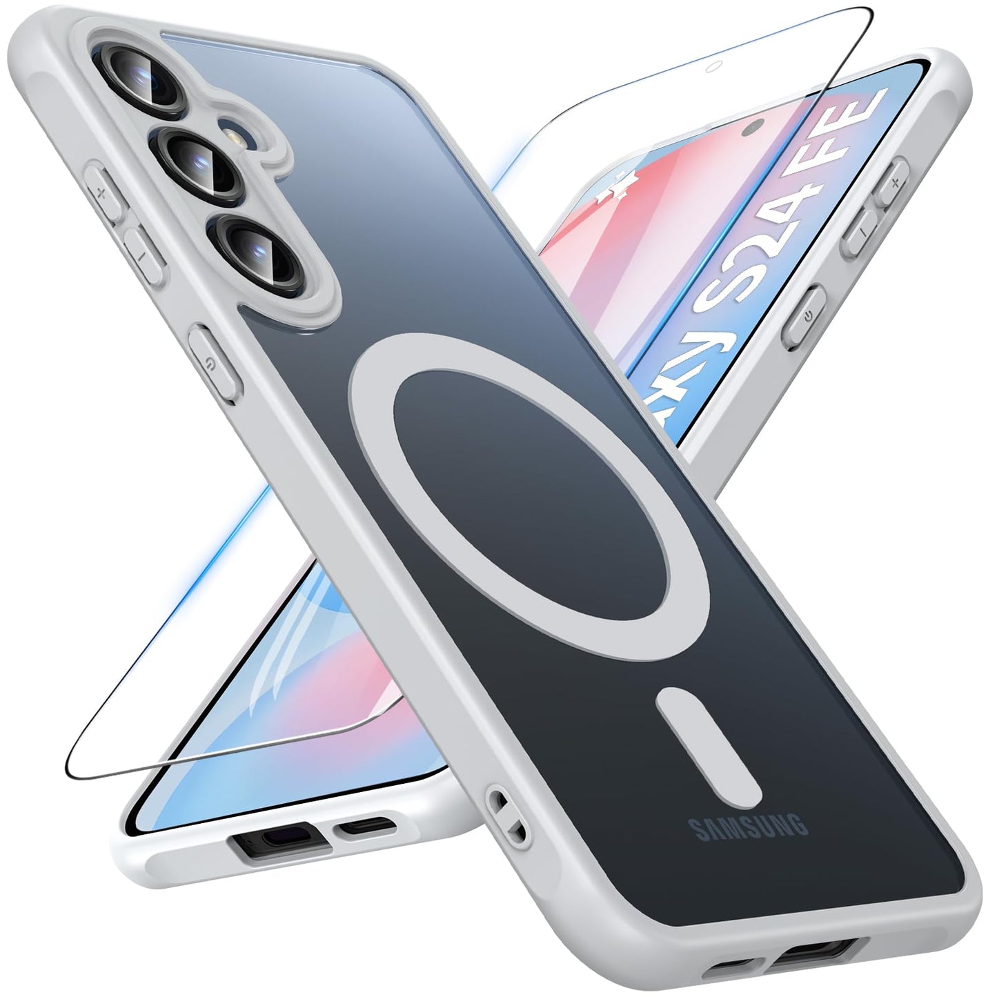 OWKEY Bumper Cover for Samsung Galaxy S23 Plus Black | 6.6'', Translucent, Slim, Magsafe Compatible, Military Grade Shockproof