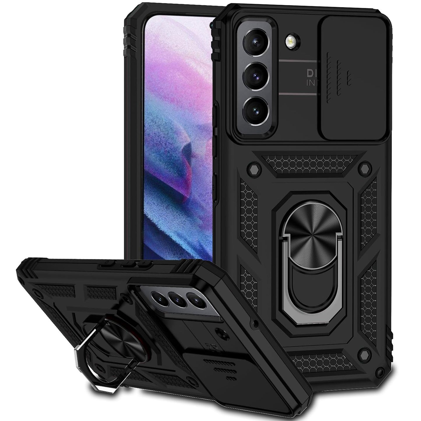 Military Grade Case for Galaxy S22 Plus with Kickstand & Slide Camera Cover Protection - Shockproof Case for Samsung Galaxy S22 Plus (Blue)