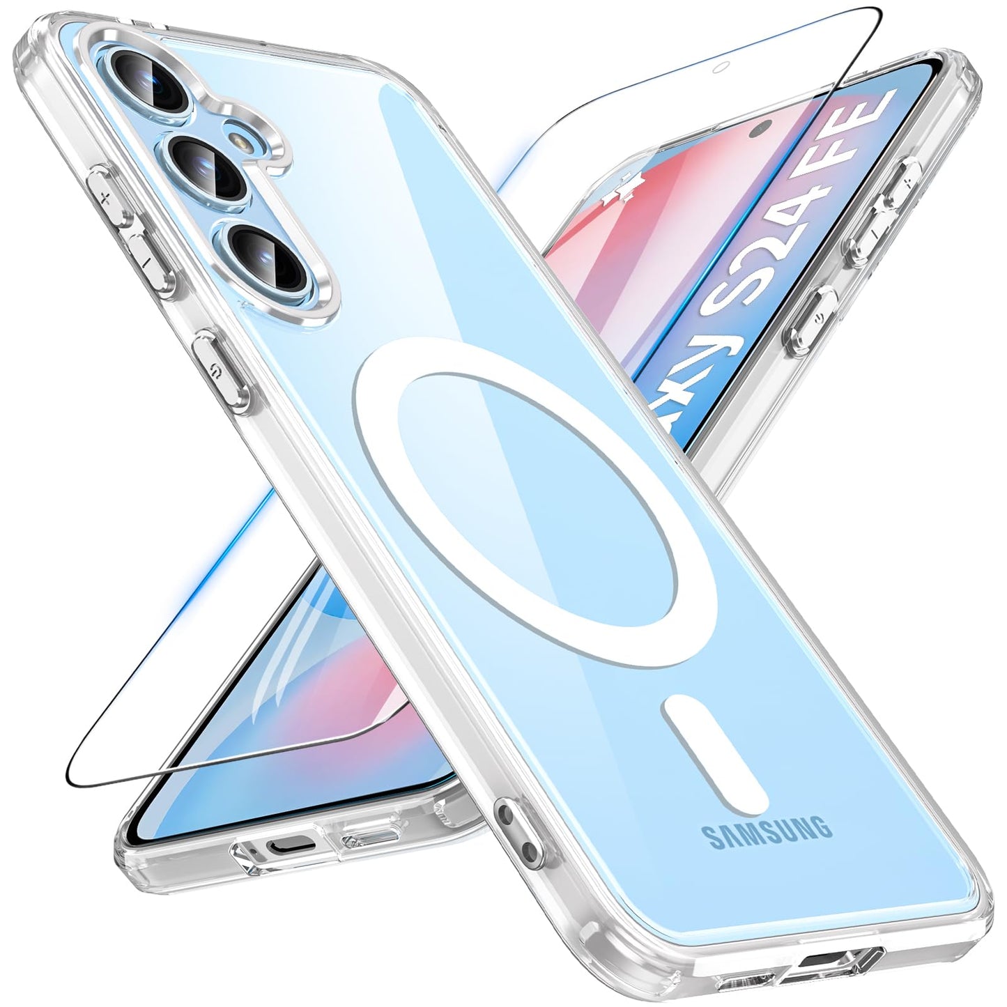 OWKEY Bumper Cover for Samsung Galaxy S23 Plus Black | 6.6'', Translucent, Slim, Magsafe Compatible, Military Grade Shockproof