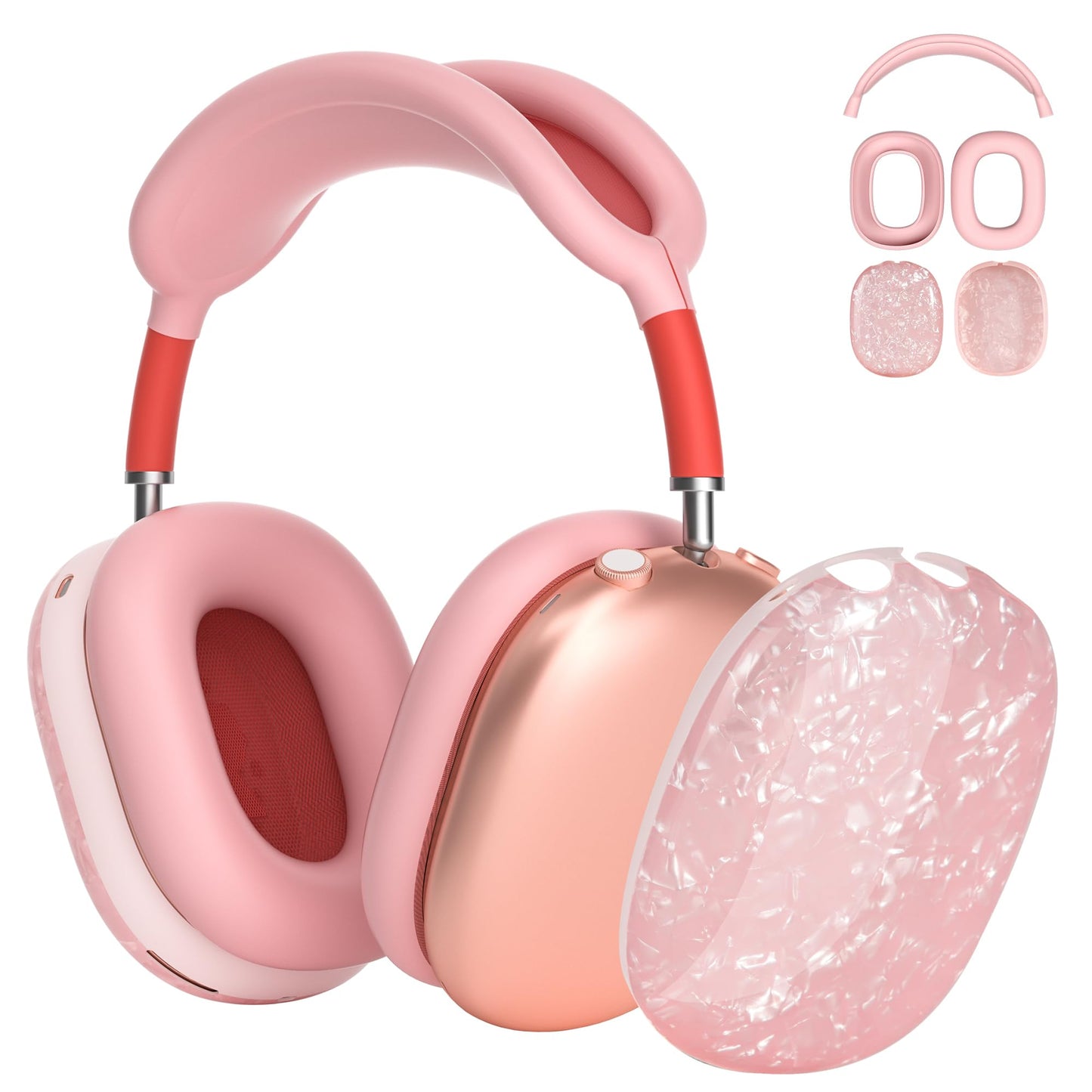 Case Cover for AirPods Max Headphones,AHBTEYM Carbon Fiber Texture TPU Ear Cups Case/Ear Pads/Headband Silicone Cover Compatible with Apple AirPod Max Accessories Protector (Matte Black)