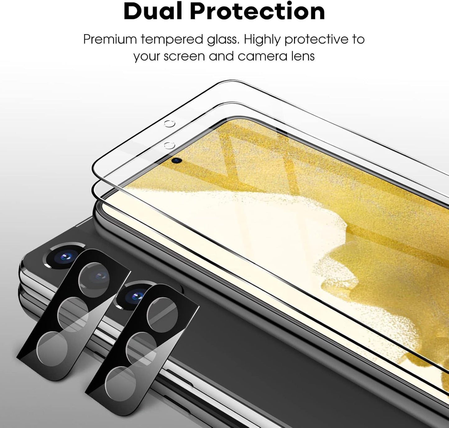 JETech Screen Protector for Samsung Galaxy S22 5G with Camera Lens Protector, Easy Installation Tool, Tempered Glass Film, Fingerprint ID Compatible, 2-Pack Each