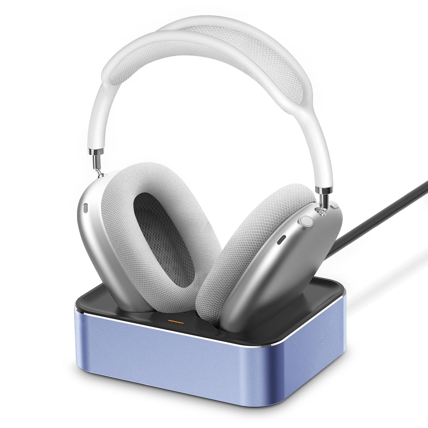 Headphone Charging Station for AirPods Max 2024 & 2020 - Magnetic Headset Charger Dock with Dual Lightning & Type-C Connectors (Space Gray)