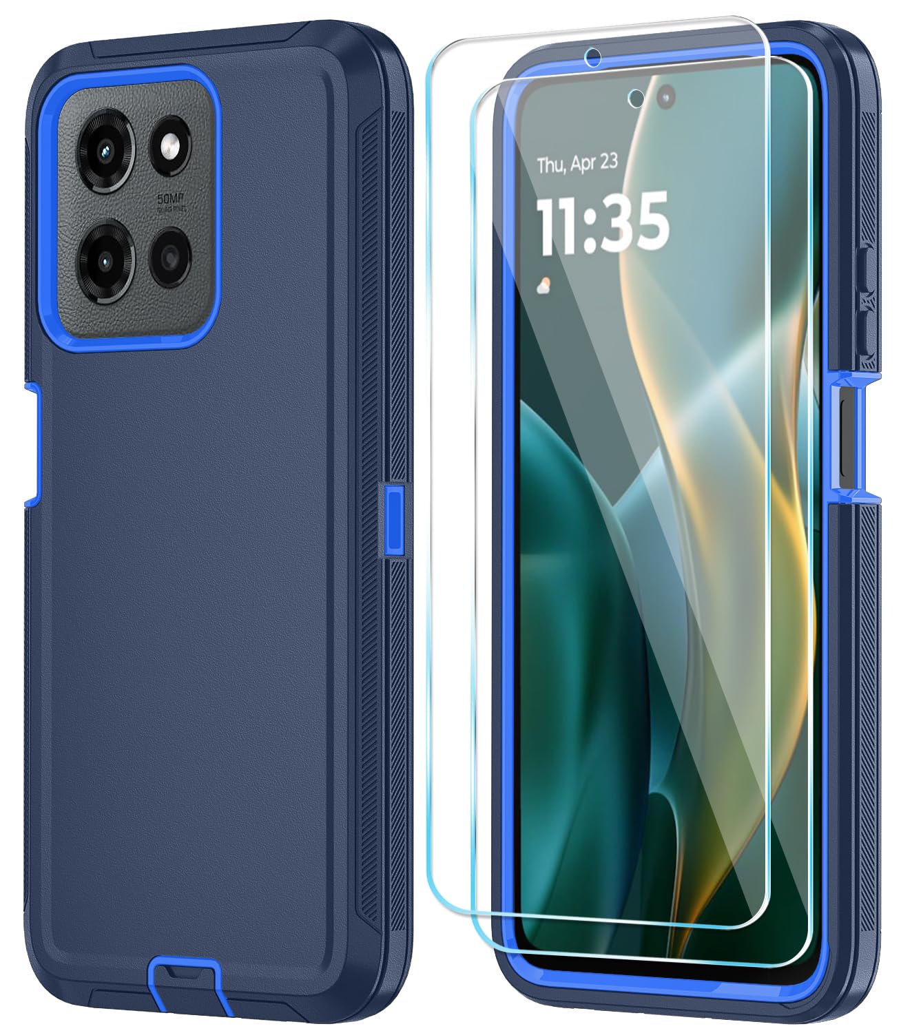 Qinmay Phone Case for Motorola Moto G 5G 2025/Moto G Play 5G 2025 Case with HD Screen Protector, Heavy Duty Shockproof & Dropproof 3-Layer Cover Phone Case,WineRedPink