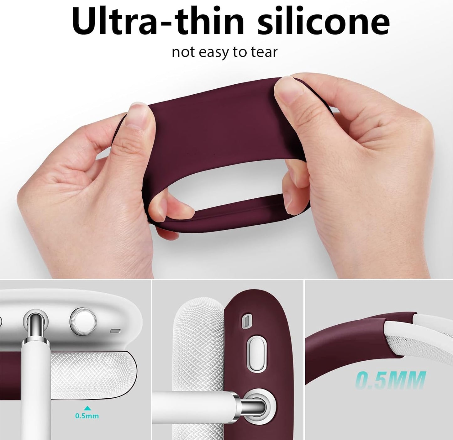 Filoto Case for Airpods Max Headphones,Ear Pad Case Cover/Ear Cups Co ver/Headband for AirPods Max(USB-C/Lightning)(2024/2020),Silicone for Apple Airpod Max,Accessories Cases(Burgundy)