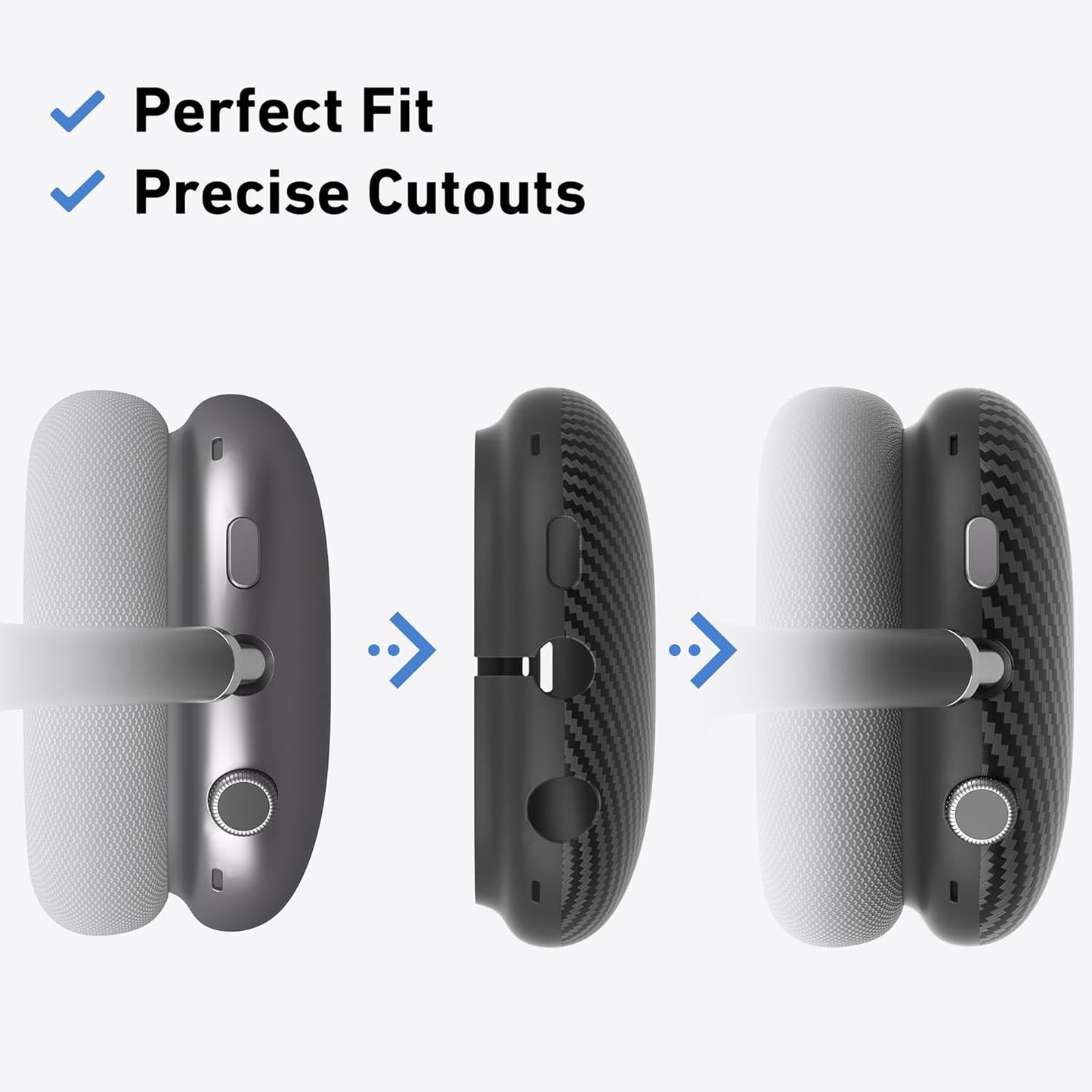 Case Cover for AirPods Max Headphones,AHBTEYM Carbon Fiber Texture TPU Ear Cups Case/Ear Pads/Headband Silicone Cover Compatible with Apple AirPod Max Accessories Protector (Matte Black)