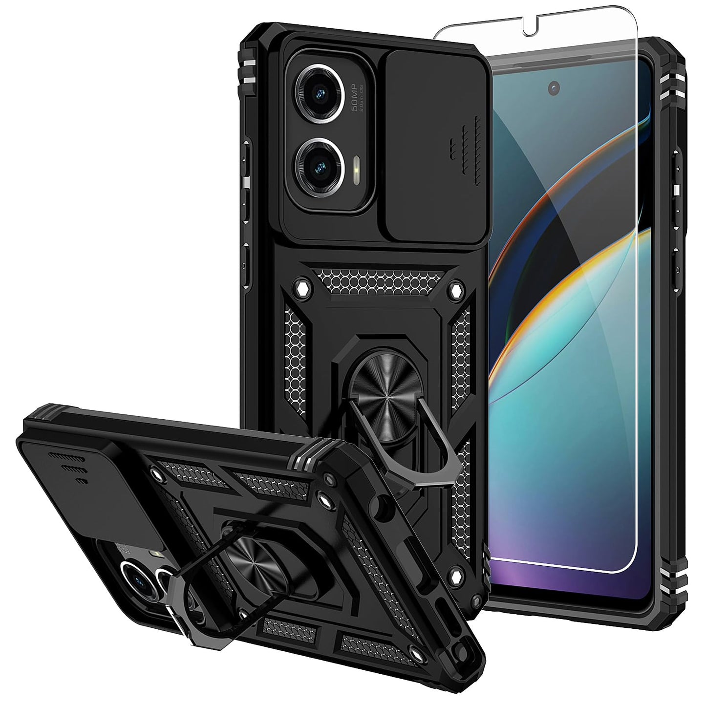 SMKY for Moto G Stylus 5G 2025 Case,with Screen Protectors and Camera Cover,16ft.Drop Tested Cover with Magnetic Kickstand Protective Case for Moto G Stylus 5G 2025, Blue
