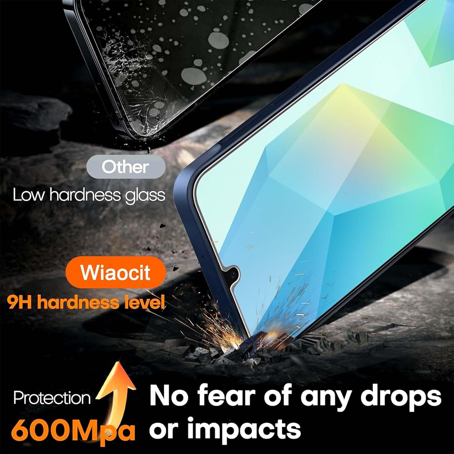 Wiaocit 3 Pack Tempered Glass Screen Protector for Samsung Galaxy A16 5G with 3 Pack Camera Lens Protector, 9H Hardness, Bubble Free, Case Friendly