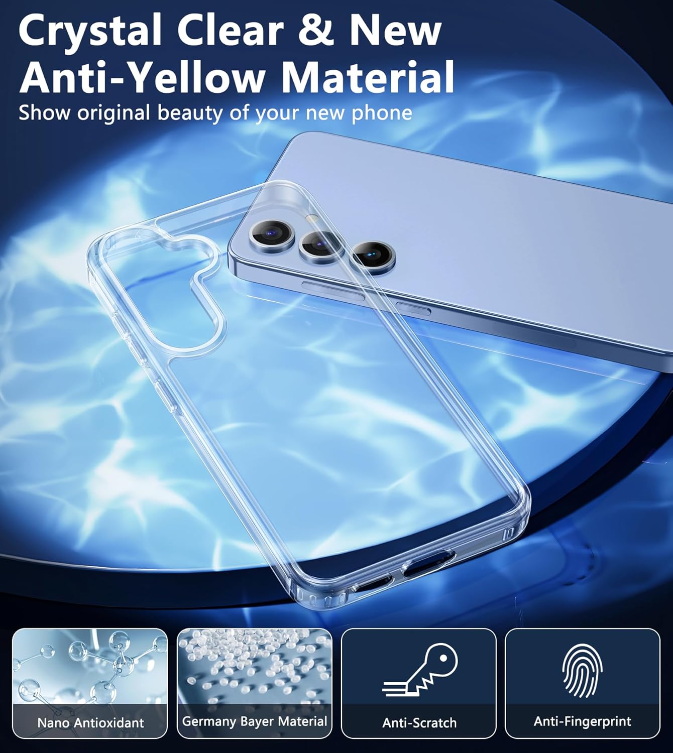 FNTCASE Clear Case for Samsung Galaxy S24 Cell Phone Cover | Anti Yellowing, Military Grade Protection, Slim Phone Cases, Shockproof, Scratch-Resistant, Transparent, 6.2 inch