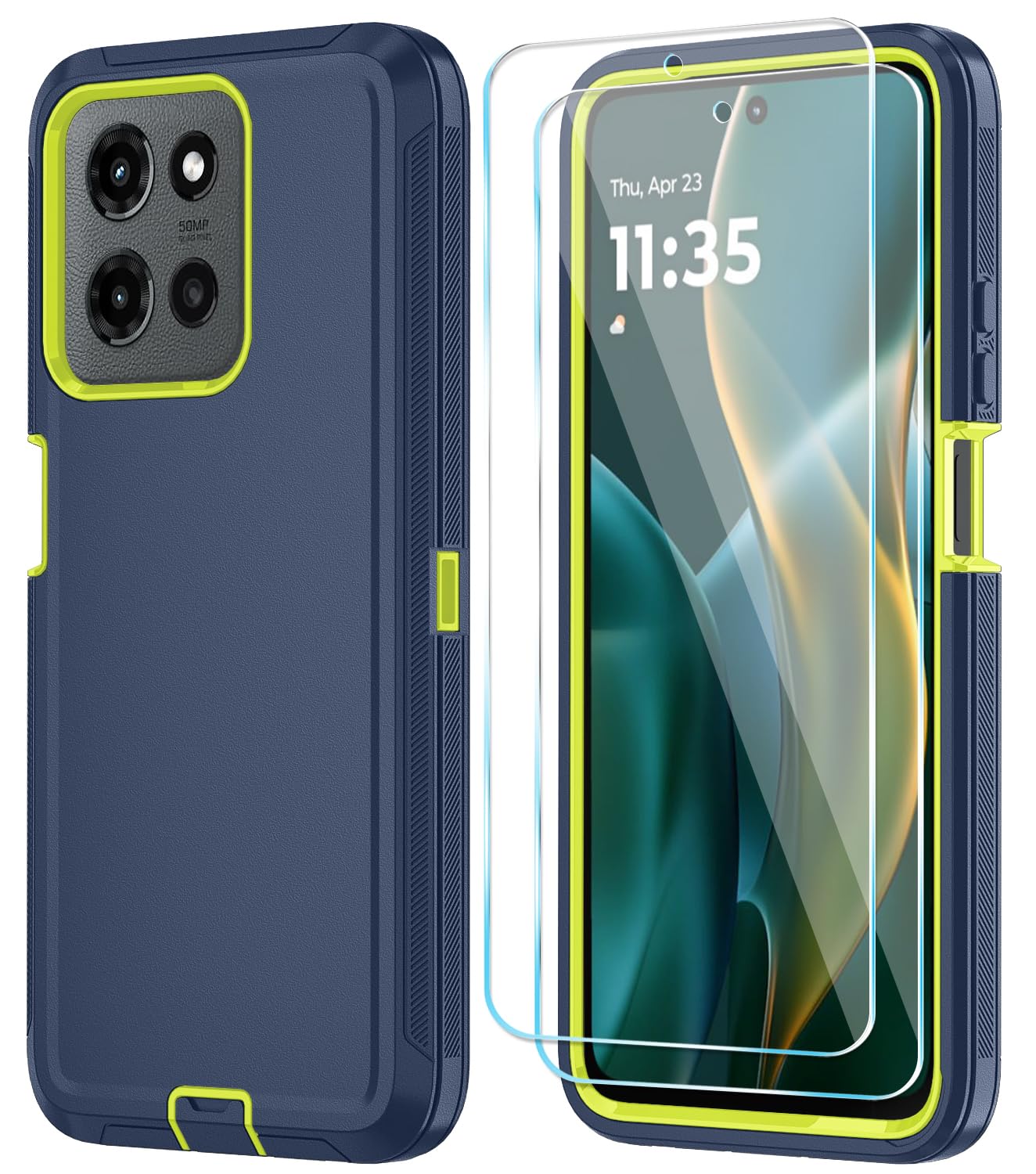 Qinmay Phone Case for Motorola Moto G 5G 2025/Moto G Play 5G 2025 Case with HD Screen Protector, Heavy Duty Shockproof & Dropproof 3-Layer Cover Phone Case,WineRedPink