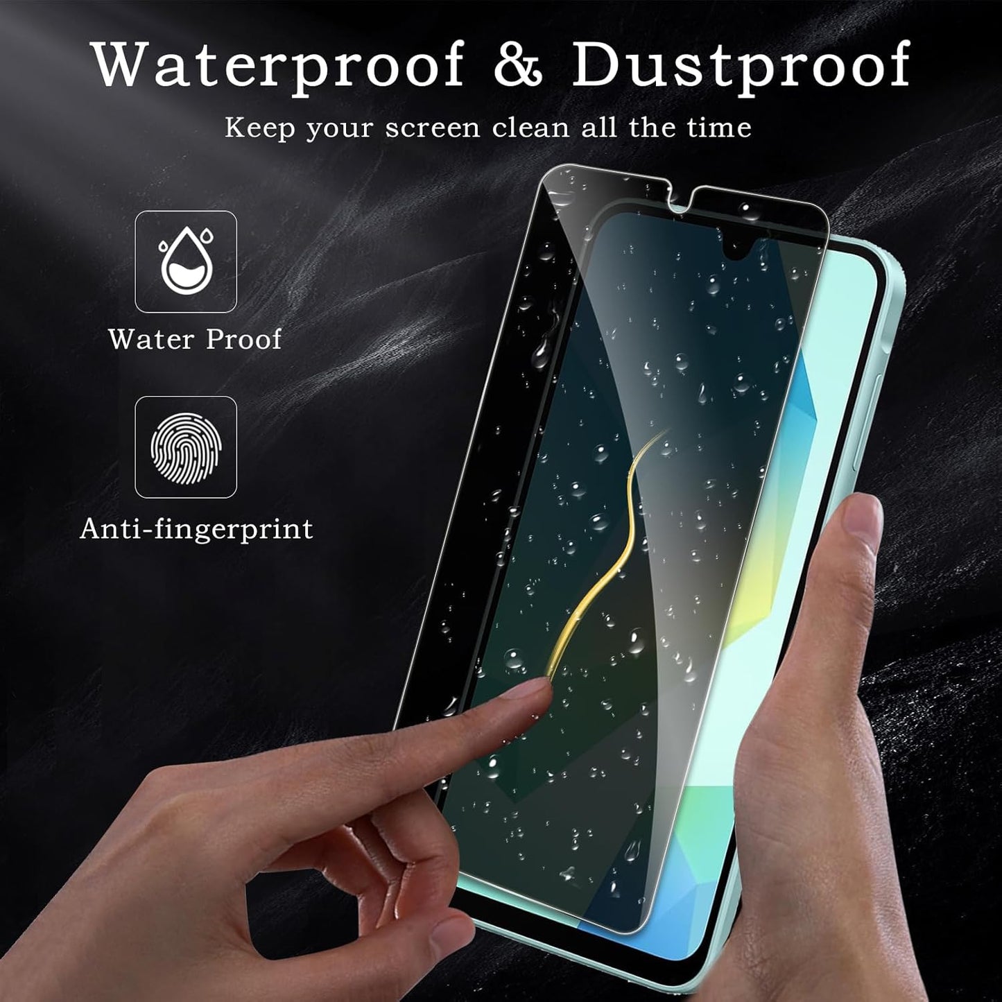 Privacy Screen Protector for Samsung Galaxy A16, Shatterproof Tempered Glass Accessories, Anti Spy Tempered Glass Film, Case Friendly Ultra Resistant 9H Hardness Anti-Glare HD Black -3 Pack