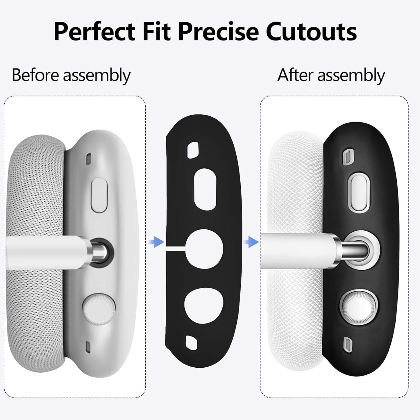 3-in-1 Silicone Case Cover for AirPods Max Headphones, Apple AirPod Max Accessory Protective Cover, Headband/Ear Cups/Ear Pad Covers, Anti-Scratch and Sweatproof