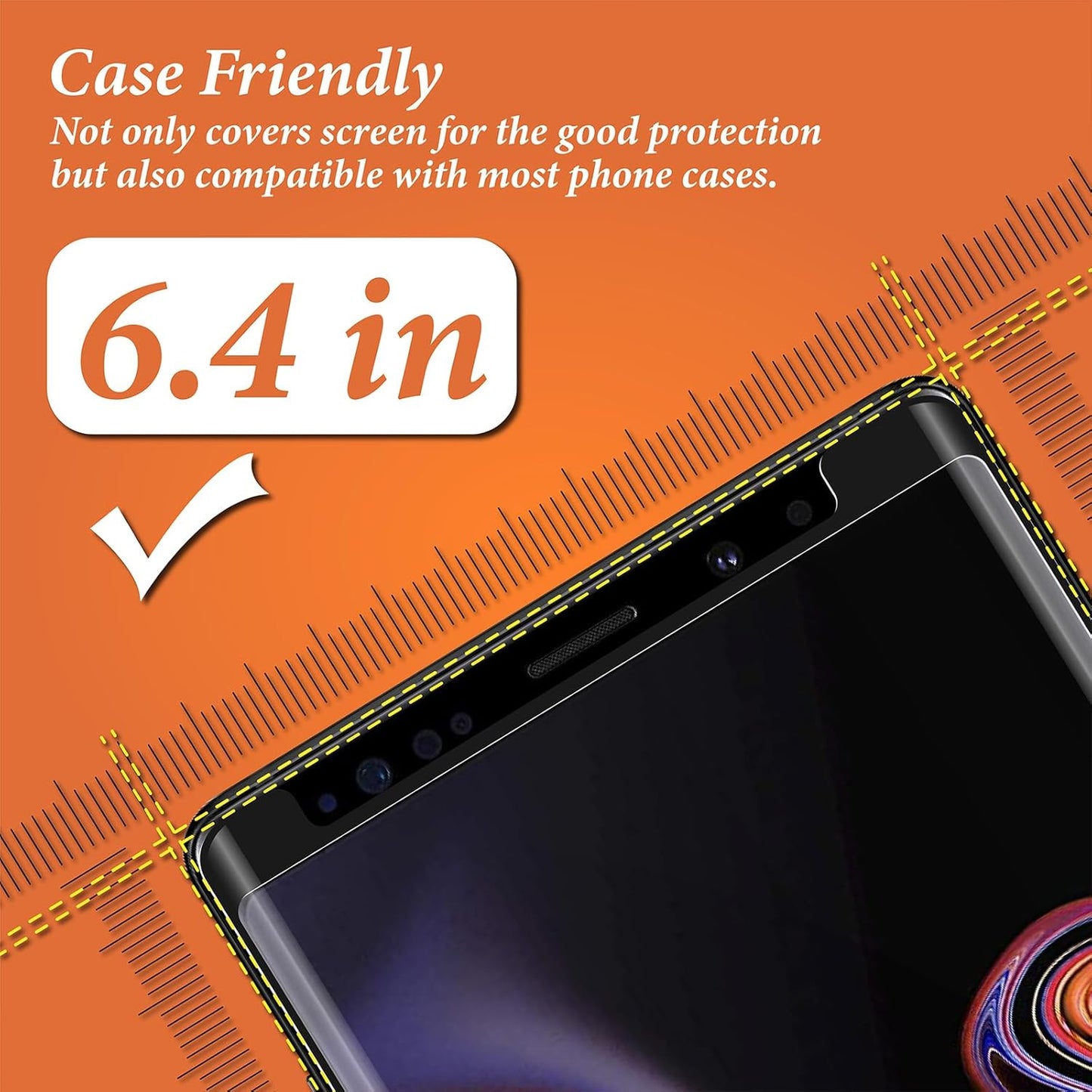 2 Pack Screen Protector for Samsung Galaxy Note 9 6.4 Inch, HD Clear Tempered Glass, Easy Installation, High Sensitivity, Case Friendly