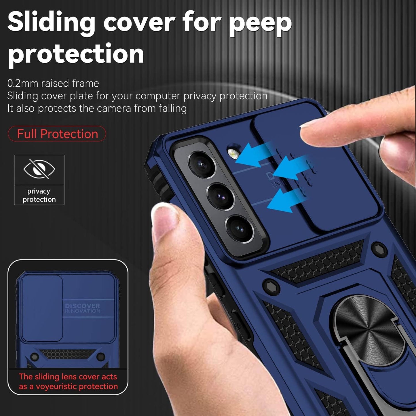 Military Grade Case for Galaxy S22 Plus with Kickstand & Slide Camera Cover Protection - Shockproof Case for Samsung Galaxy S22 Plus (Blue)
