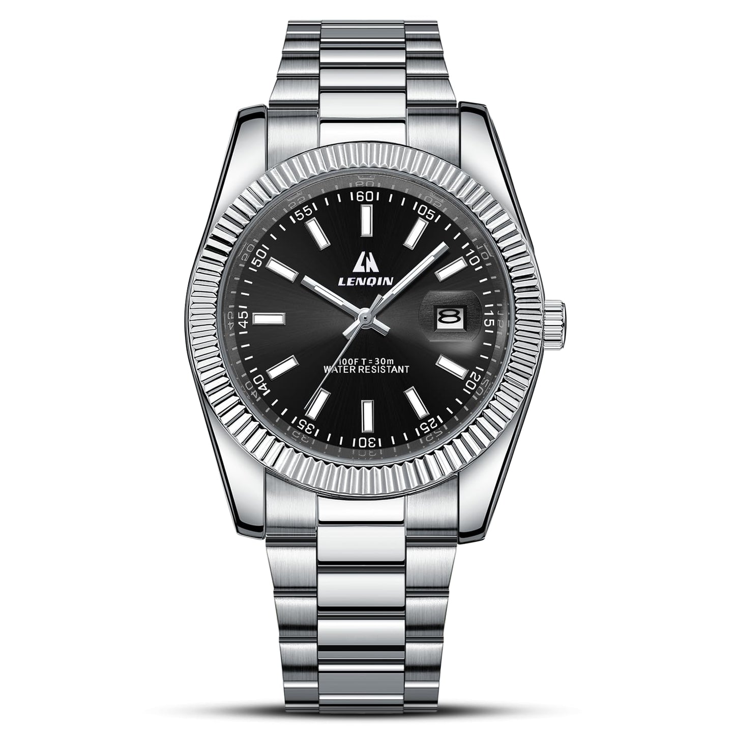 LN LENQIN Mens Watches Waterproof Stainless Steel Watch for Men Analog Quartz Fashion Business Designer Wristwatch