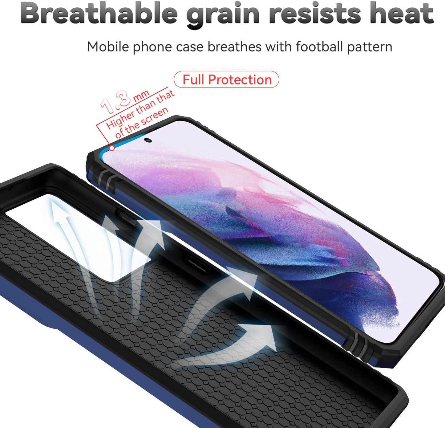Case for Samsung Galaxy S21 Ultra 5G Protective Phone Case Navy Blue | with Camera Lens Cover, HD Screen Protector, Military-Grade Drop Tested, Magnetic Ring Holder, Kickstand