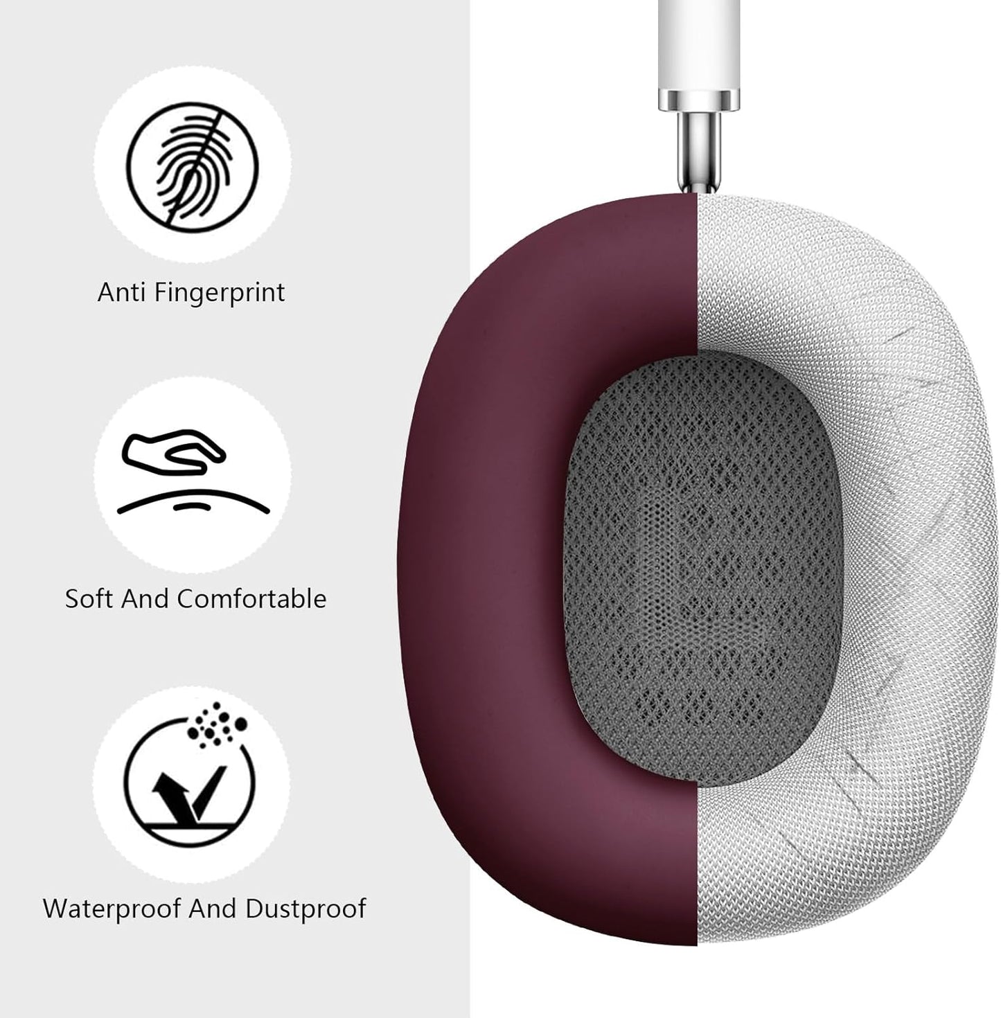 Filoto Case for Airpods Max Headphones,Ear Pad Case Cover/Ear Cups Co ver/Headband for AirPods Max(USB-C/Lightning)(2024/2020),Silicone for Apple Airpod Max,Accessories Cases(Burgundy)