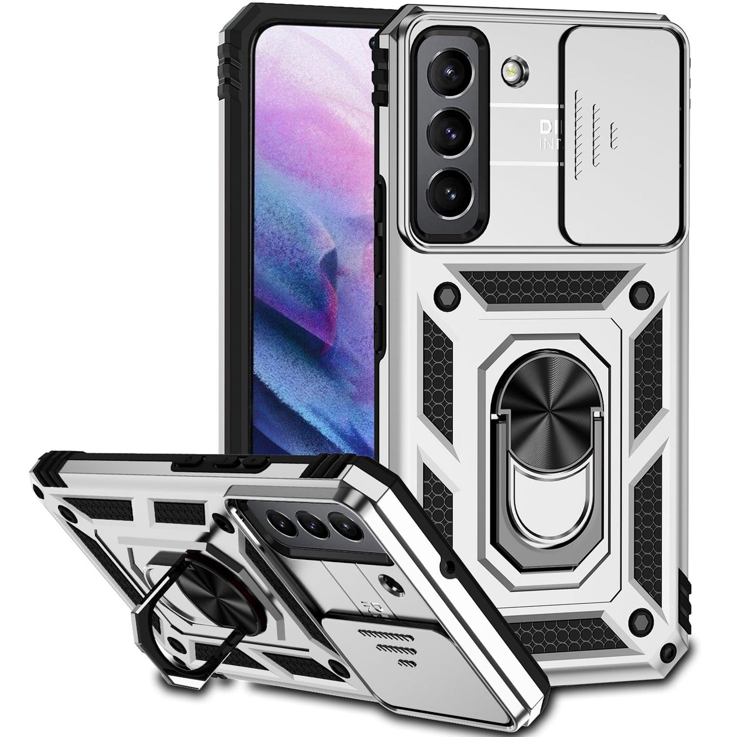 Military Grade Case for Galaxy S22 Plus with Kickstand & Slide Camera Cover Protection - Shockproof Case for Samsung Galaxy S22 Plus (Blue)